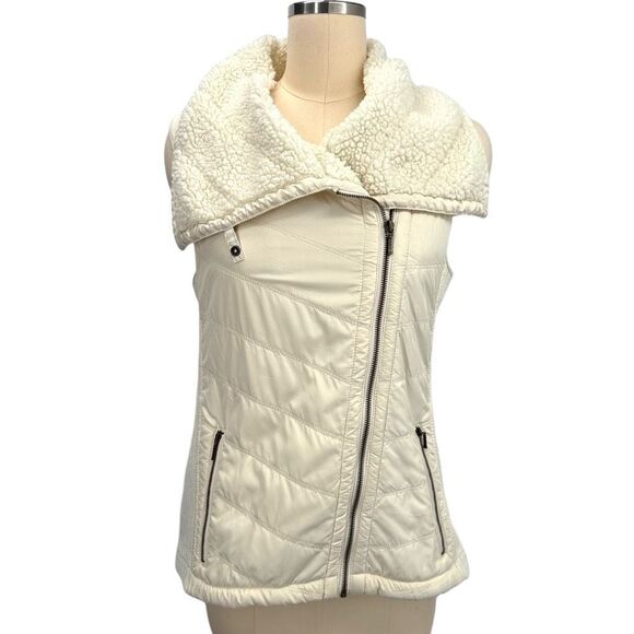 Prana Jackets & Blazers - PRANA solid white Sherpa vest jacket moto style sz L womens